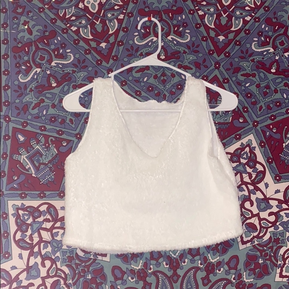 fluffy white crop top